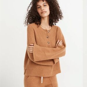 Like New 🌰 Madewell (Re)sourced Cashmere Ribbed Henley Sweater Chestnut